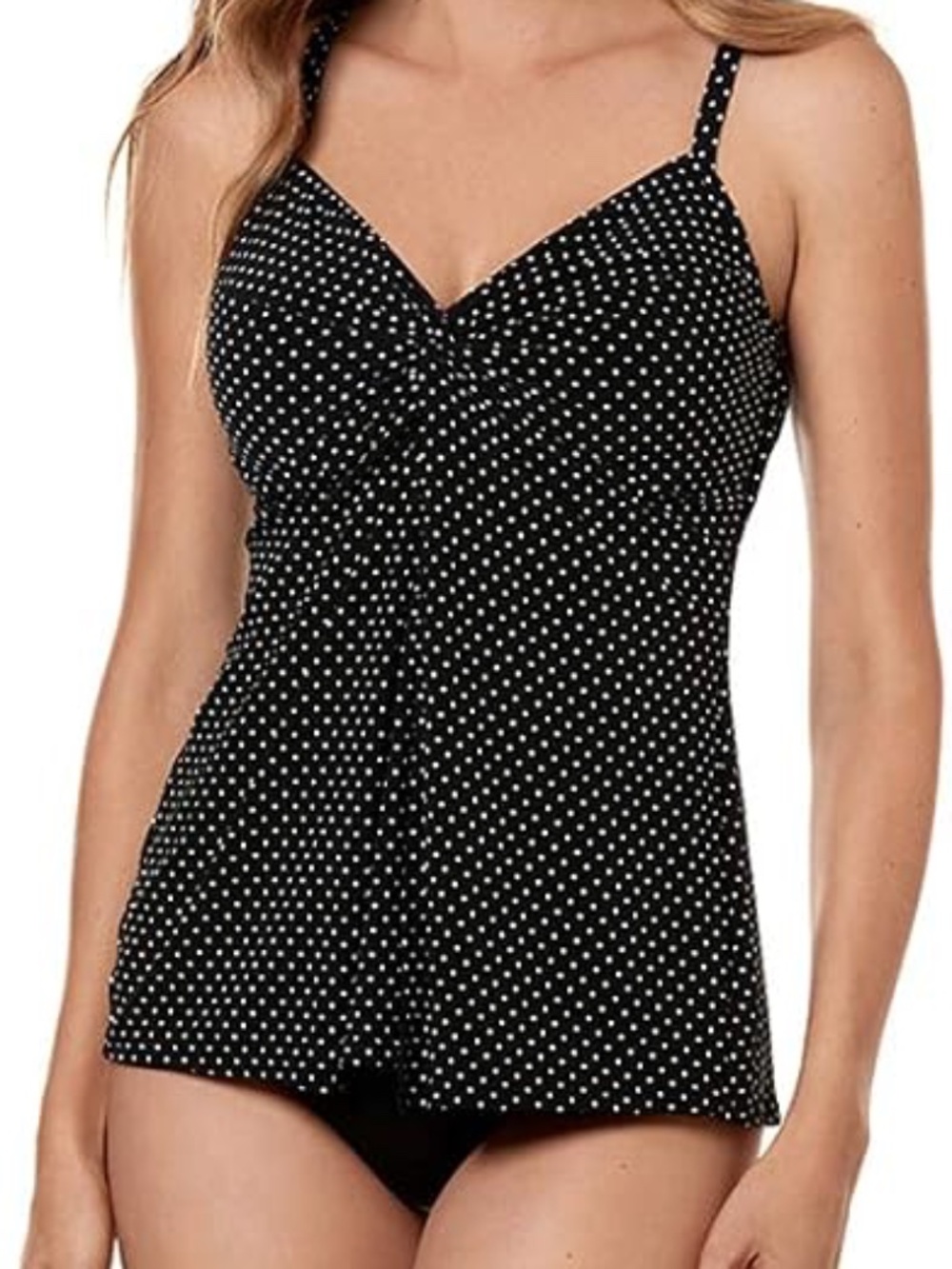 Miraclesuite DD-Cup Pin Point Love Knot Polka Dot Swimsuit Top Size 16DD NWT